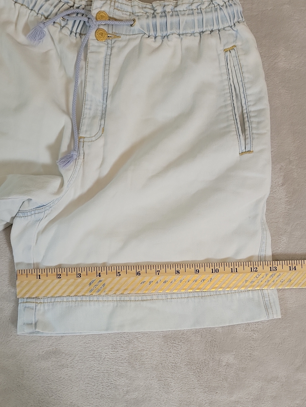 Vintage '90S White wash Paper Bag Waist Women's Jean Shorts P Small - Picture 10 of 10
